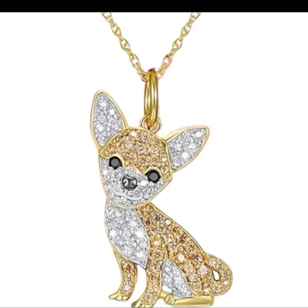 Simple Gold Plated Chihuahua Pendant Necklace